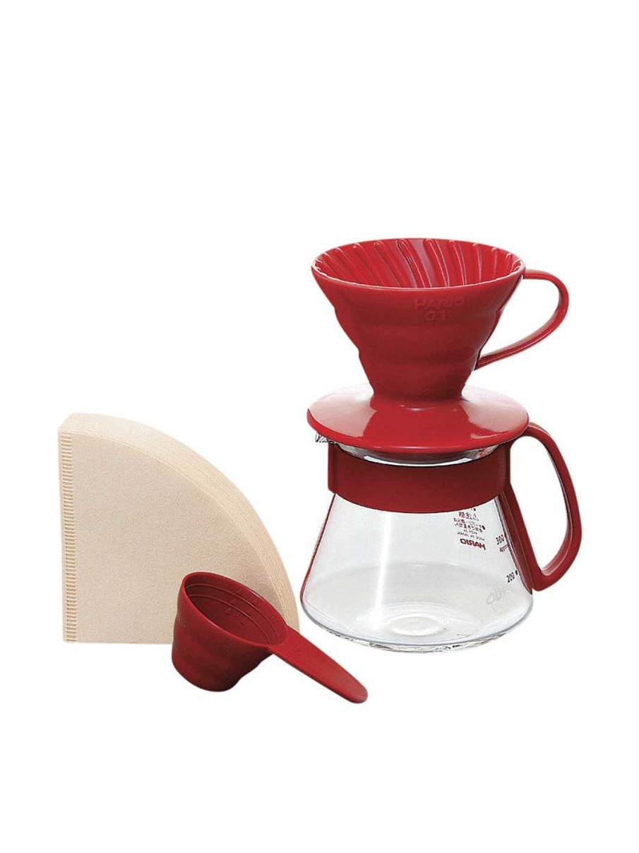 Brewers HARIO Kits & Bundles | Hario V60-01 Ceramic Dripper Set (Red)