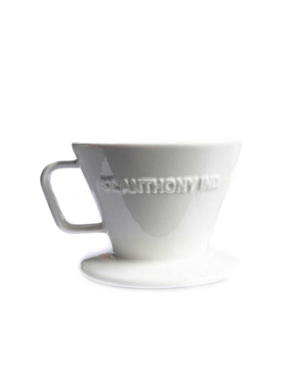 Brewers Saint Anthony Industries Pourover Coffee Brewers | Saint Anthony Industries F70 Ceramic Flatbottom Pourover Brewer White