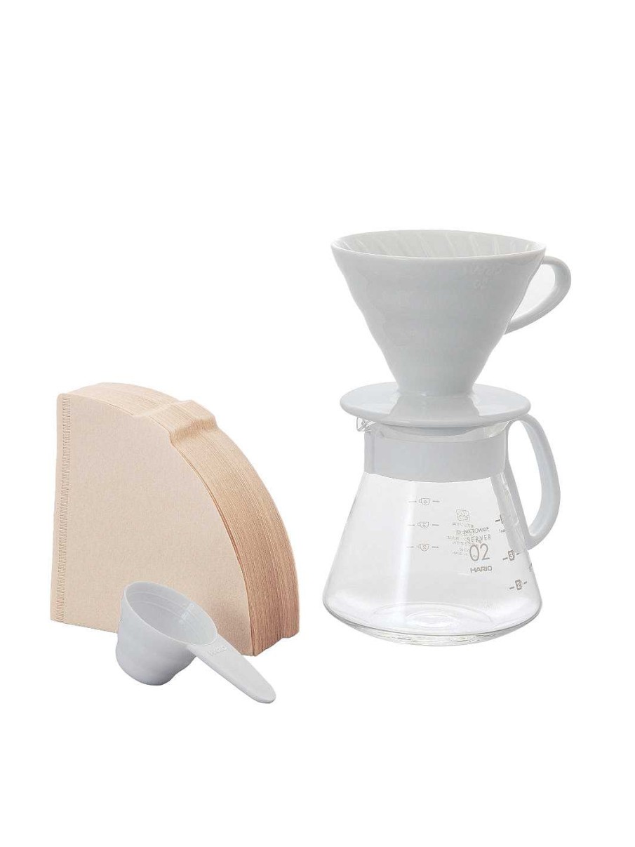 Brewers HARIO Kits & Bundles | Hario V60-02 Ceramic Dripper Set (White)